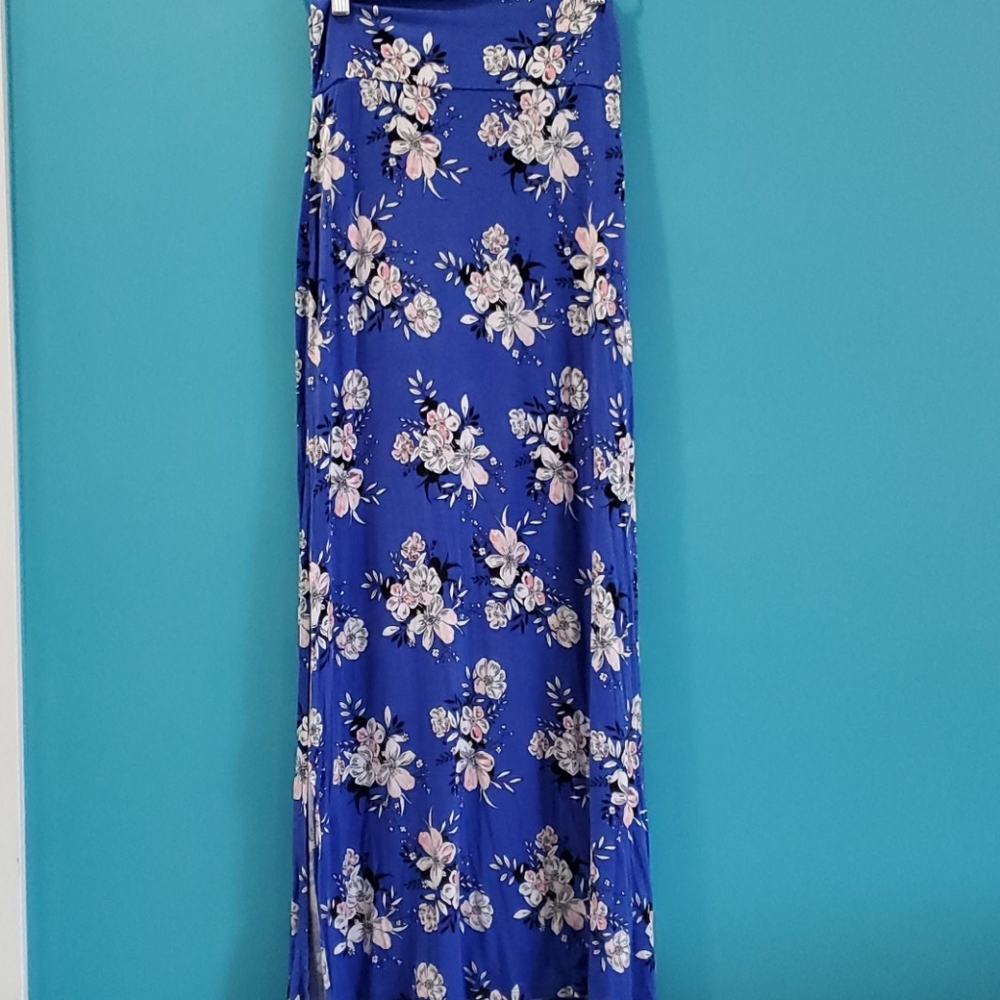 Charlotte Ruse Blue Floral Maxi Skirt